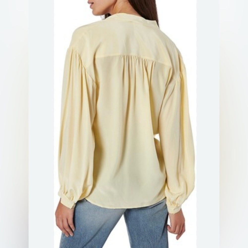 Joie Lasha Long Sleeve Custard Color 100% Silk Blouse size Large - Picture 3 of 7